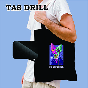 Tote Bag Drill Hitam 30x40cm Print DTF